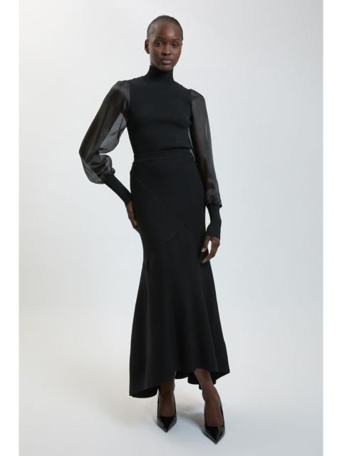KAREN MILLEN Drama Ribbed Knitted Skirt With Train