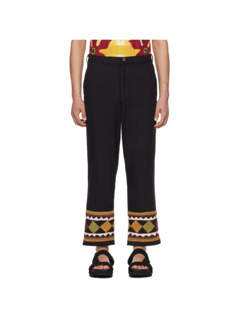 HARAGO Black Appliqué Trousers
