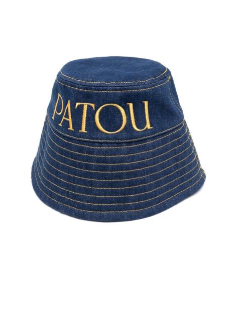 PATOU embroidered-logo denim bucket hat