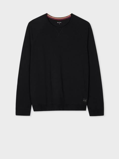 Black Jersey Cotton Long-Sleeve Lounge Top