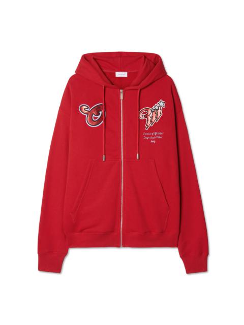 Red Scorpion Patch Zip Skate Hoodie