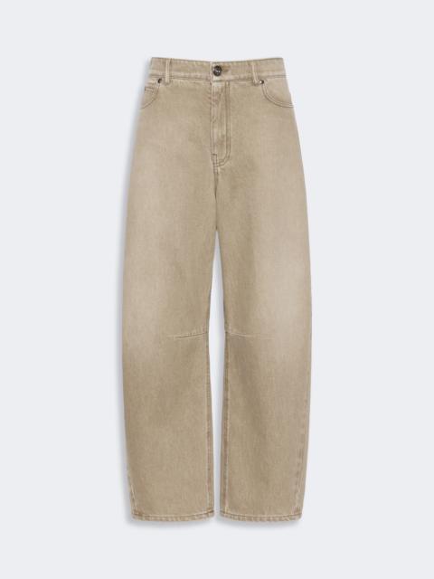 WEEKEND Max Mara ARCADIA Worn-look denim barrel-leg jeans - BEIGE