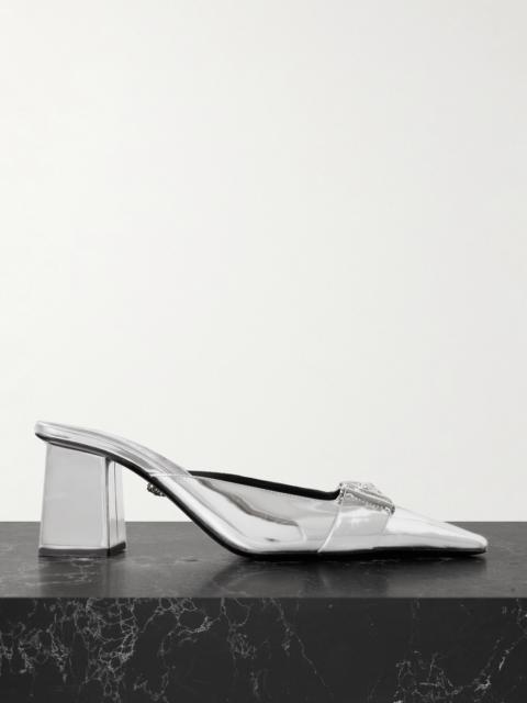 VERSACE Embellished Mirrored-leather Mules