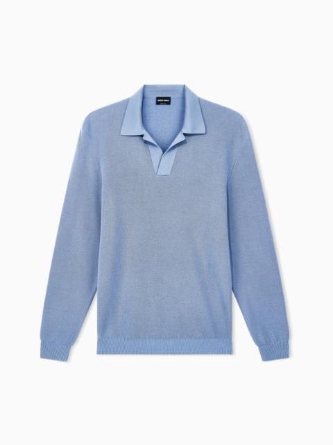 GIORGIO ARMANI KNIT POLO REGULAR FIT HONEYCOMB STITCH VIRGIN WOOL