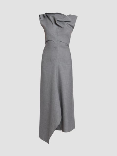 Victoria Beckham Women's Draped Virgin Wool Midi Dress - Light Grey Melange