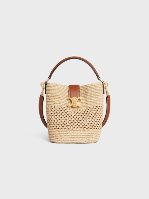 CELINE SMALL LOUISE BUCKET IN RAFFIA AND CALFSKIN