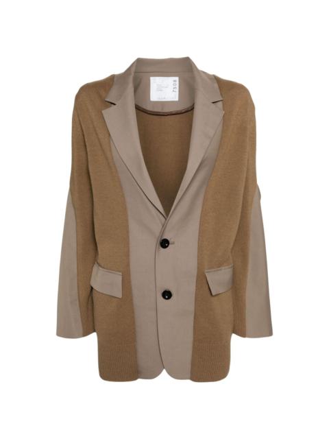 panelled wool-blend cardigan