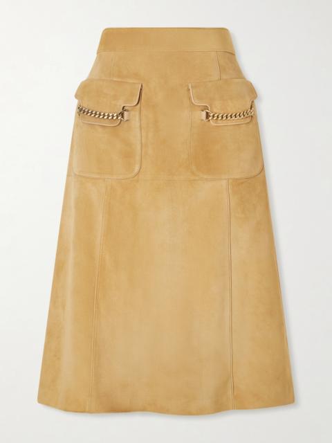 GUCCI Chain-detailed Suede Midi Skirt