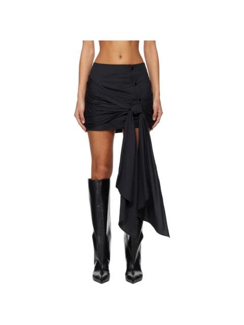 THE ATTICO Black Shiny Satin Miniskirt