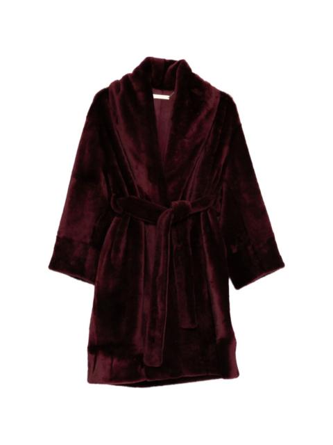 NOUR HAMMOUR Juno belted fur coat