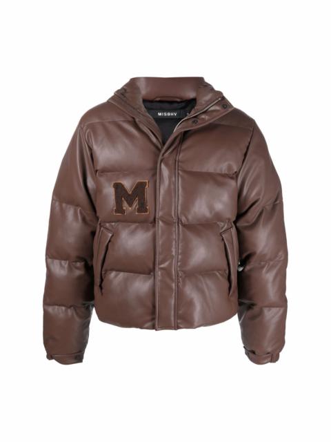 MISBHV logo-patch faux-leather puffer coat