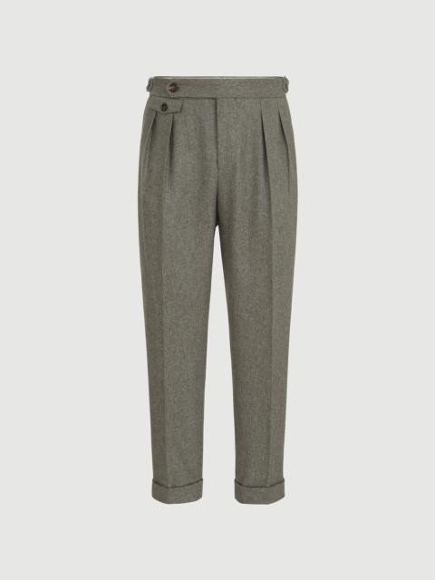 Brunello Cucinelli Virgin wool flannel trousers with double pleats and waist tabs