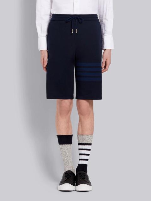 Thom Browne Navy Cotton Loopback Tonal 4-Bar Sweat Shorts