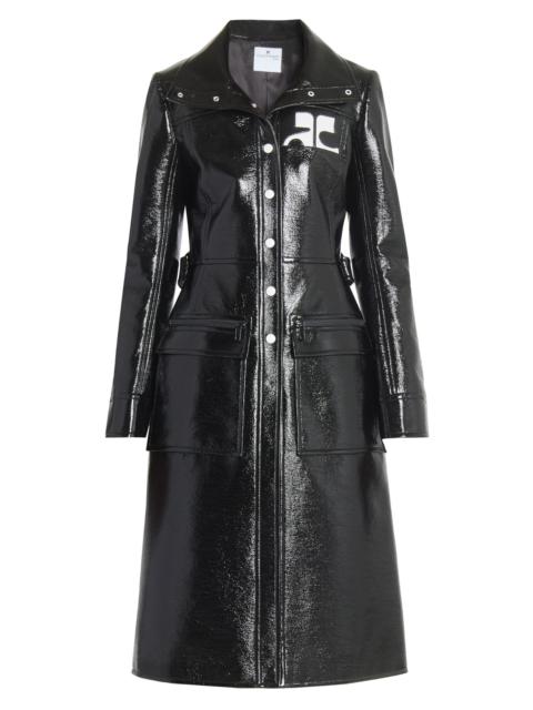 courrèges Women's Reedition Vinyl Belted Trench Coat - Black