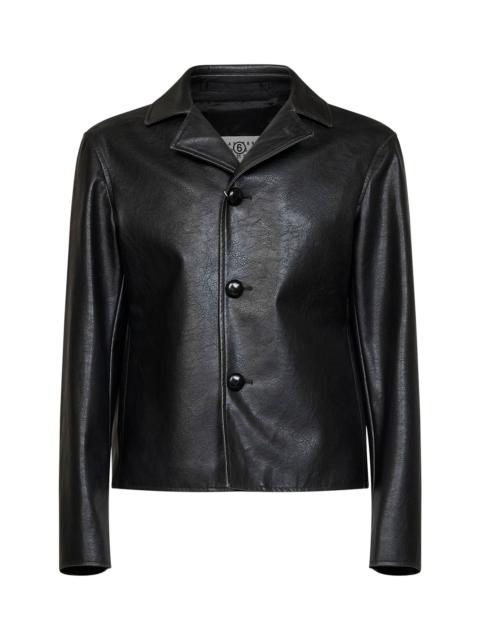 MM6 Maison Margiela Black faux leather jacket