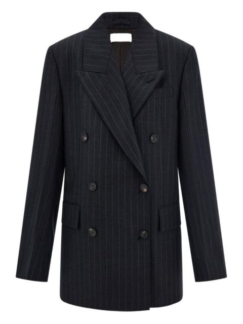 pinstripe double-breasted blazer