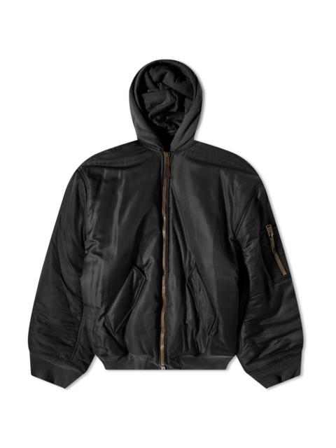 Oversized Padded Cotton-Jersey Hooded Bomber Jacket