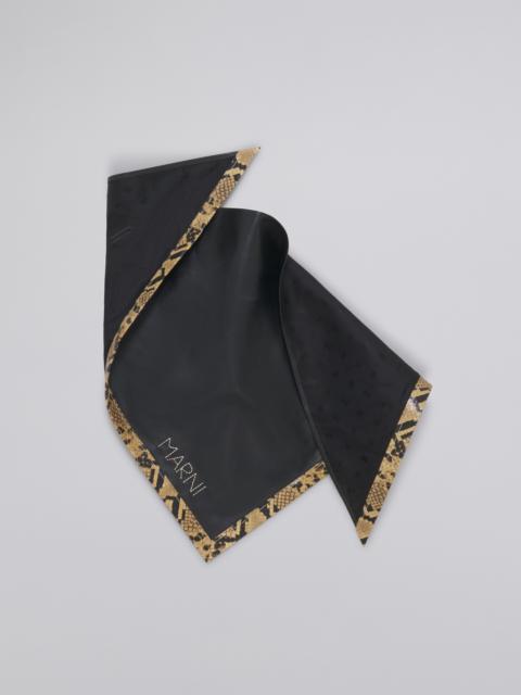 Marni BLACK NAPPA TRIANGULAR SCARF WITH PRINTED PYTHON FINISH