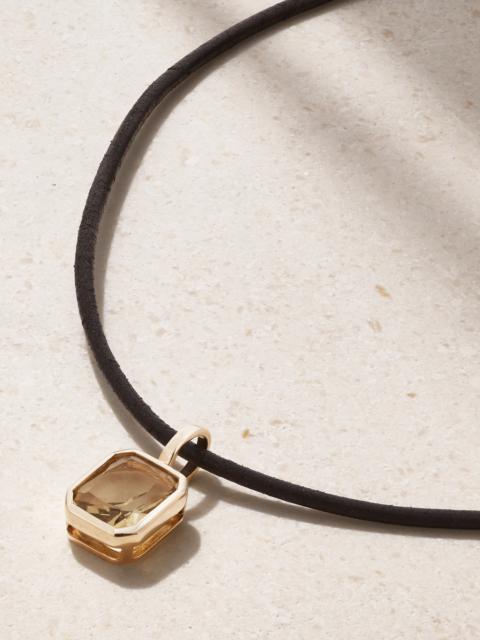 By Pariah Orbit Prism 14-karat Recycled Gold, Leather And Quartz Necklace