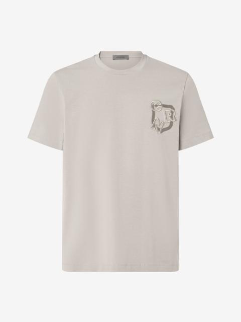 CORNELIANI Beige crew neck stretch cotton jersey t-shirt