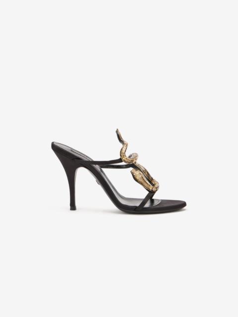 Roberto Cavalli Leather sandals with jewel snake detail