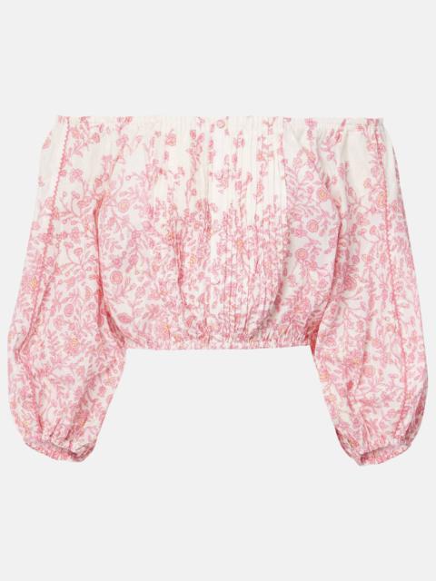 Poupette St Barth Bova floral cotton-blend crop top