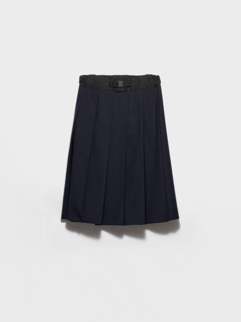 Prada Hopsack and technical fabric midi-skirt