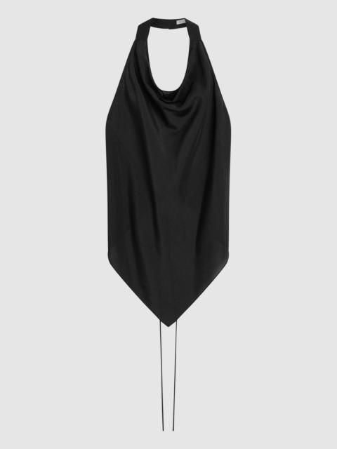 ST. AGNI Silk Grid Halter Top - Black