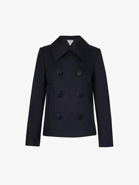 Double-breasted collar cotton-twill jacket