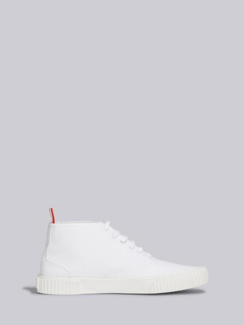 Thom Browne White Canvas Mid Top Heritage Trainer
