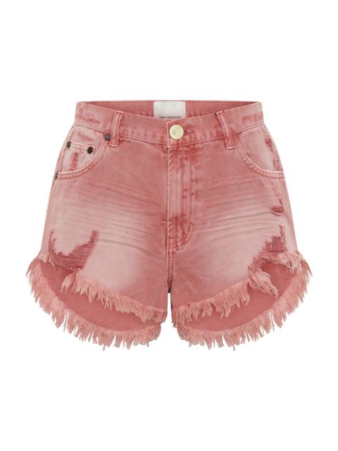 ONE TEASPOON Outlaws Low Waist Mid Length Denim Shorts - Vintage Red