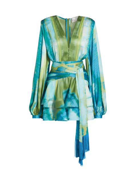 BRONX BANCO Women's Bedouin Coastal Abstract Silk-Blend Tie-Waist Minidress - Blue Multi