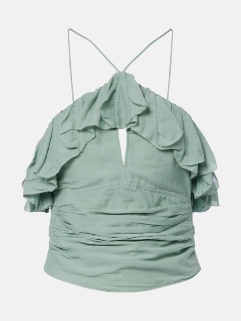 Isabel Marant Étoile Djimia halterneck cotton-blend voile top
