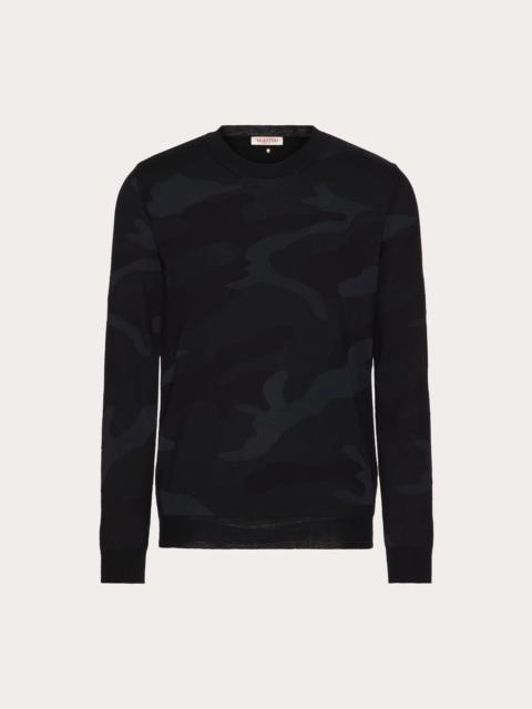 Valentino CREWNECK WOOL SWEATER WITH CAMOUNOIR PATTERN