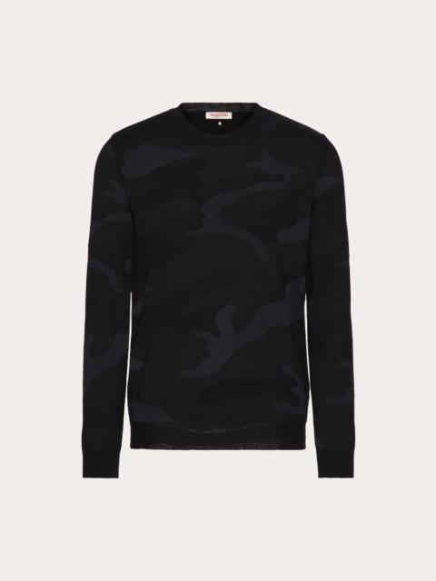 CREWNECK WOOL SWEATER WITH CAMOUNOIR PATTERN