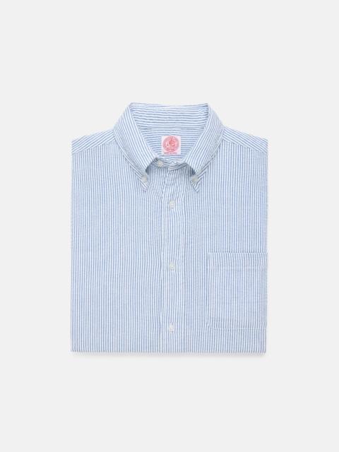 J. PRESS BLUE & WHITE SEERSUCKER SHORT SLEEVE SHIRT