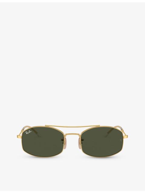 Ray-Ban RB3719 oval-frame metal sunglasses