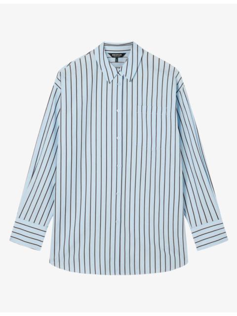 WHISTLES Striped Oversized Cotton-Blend Shirt