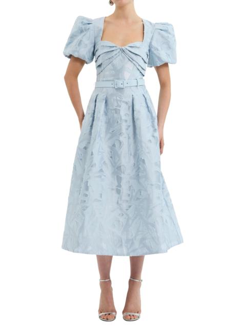 REBECCA VALLANCE Women's Anneli Jacquard Belted Midi-Dress - Soft Blue