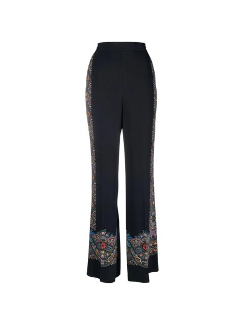 abstract-print straight-leg trousers
