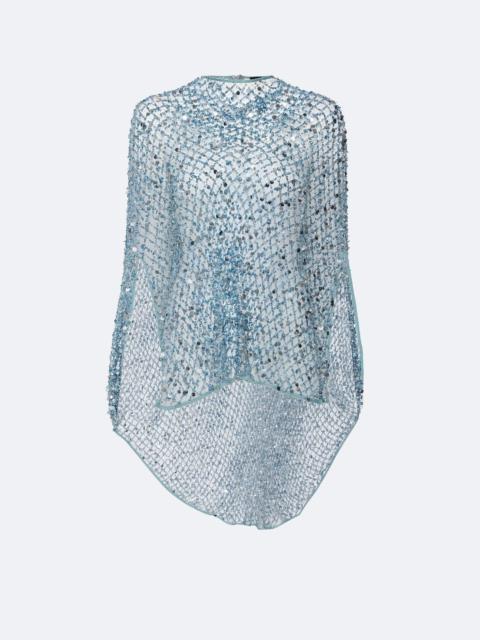 LAPOINTE Net Mesh Sequin Oversized Cape Tee