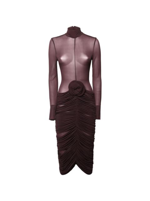 MAGDA BUTRYM semi-sheer ruched midi dress