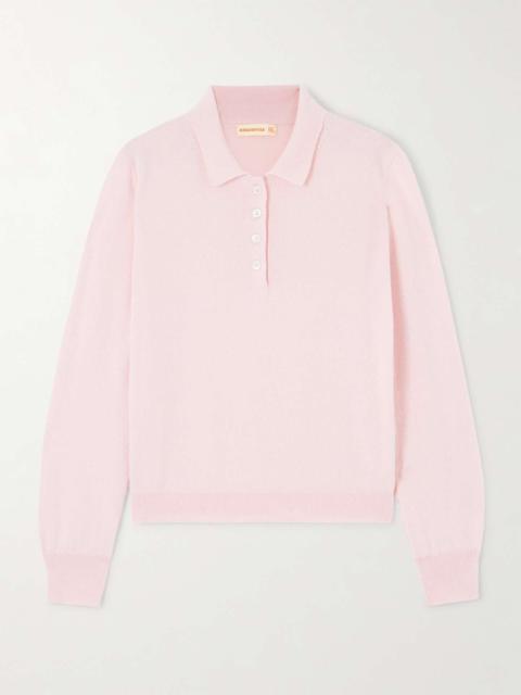&DAUGHTER Aoife cashmere and cotton-blend polo sweater Baby pink