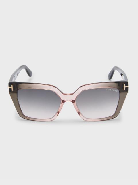 TOM FORD Transparent Two-Tone Acetate Cat-Eye Sunglasses