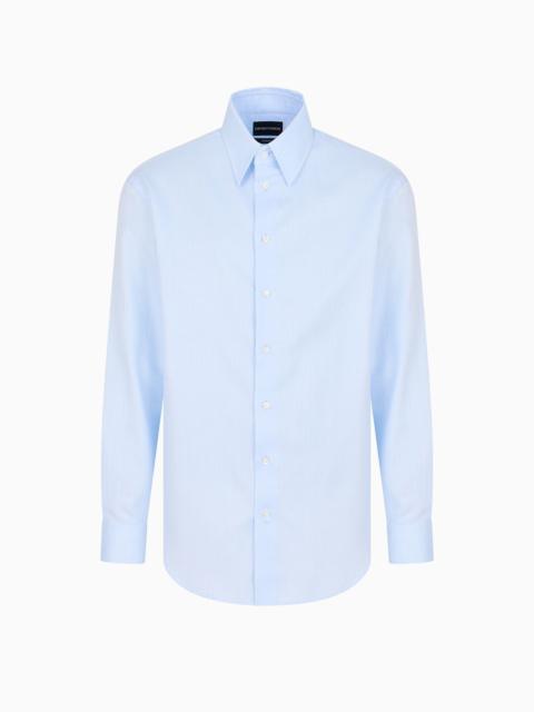 EMPORIO ARMANI Herringbone motif jacquard cotton shirt