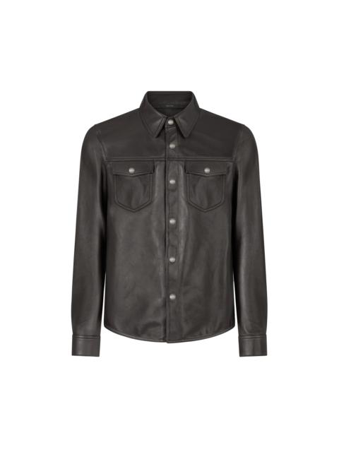 TOM FORD SHINY NAPPA PLONGE SNAP BUTTON OUTERSHIRT
