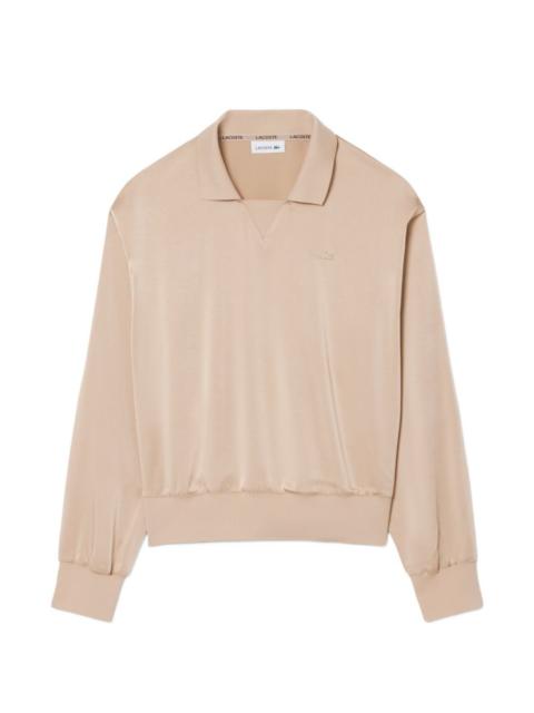 LACOSTE relaxed-fit satin polo top