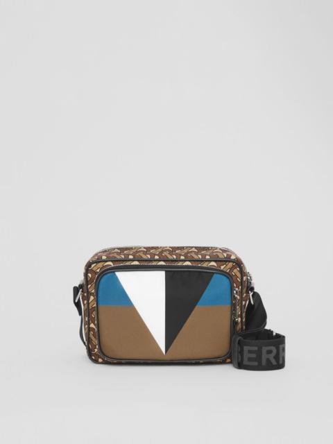 Burberry Geometric and Monogram Print Nylon Crossbody Bag