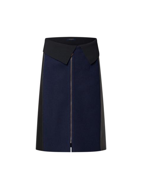 Louis Vuitton Leather Insert Zip-Up Skirt
