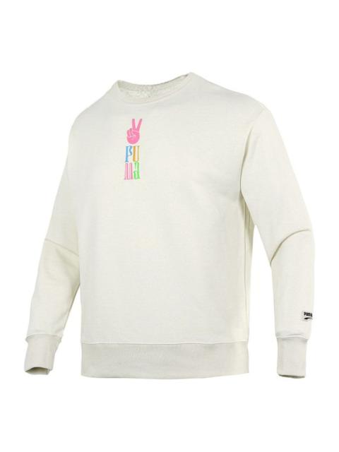 PUMA PUMA Funny Logo Printing Sports Training Knit Pullover White 533037-73